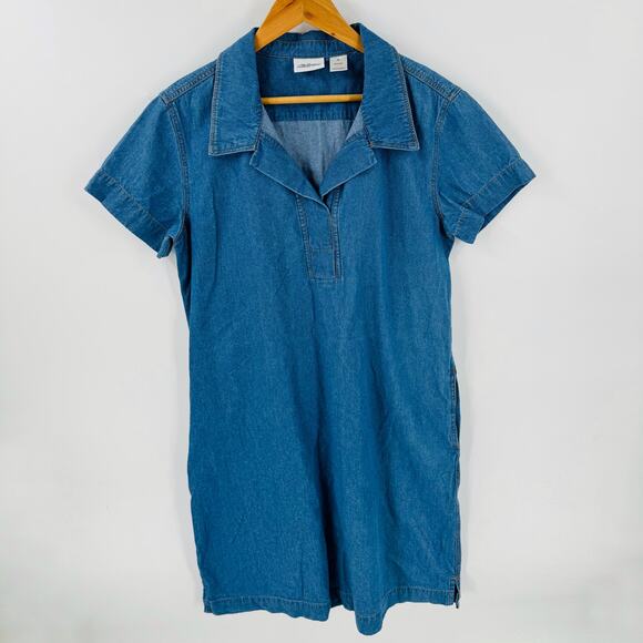 The Vermont Country Store Denim Popover Dress Blue Short Sleeve Cotton Size S - Picture 6 of 6